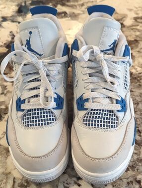 Jordan Kids White & Blue Retro-Style Sneakers